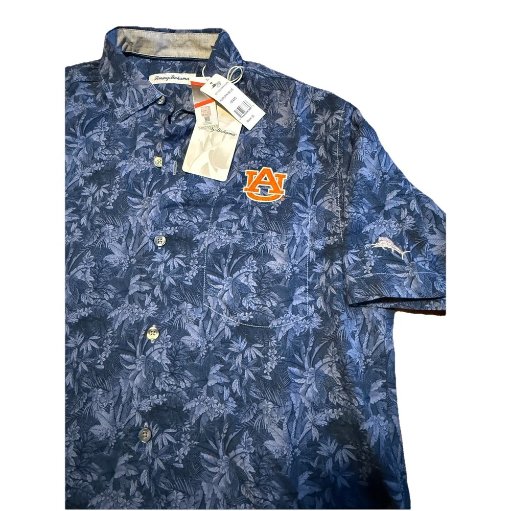 NWT Tommy Bahama Men's NCAA Auburn Tigers Embroidered Shirt 100% Silk War Eagle